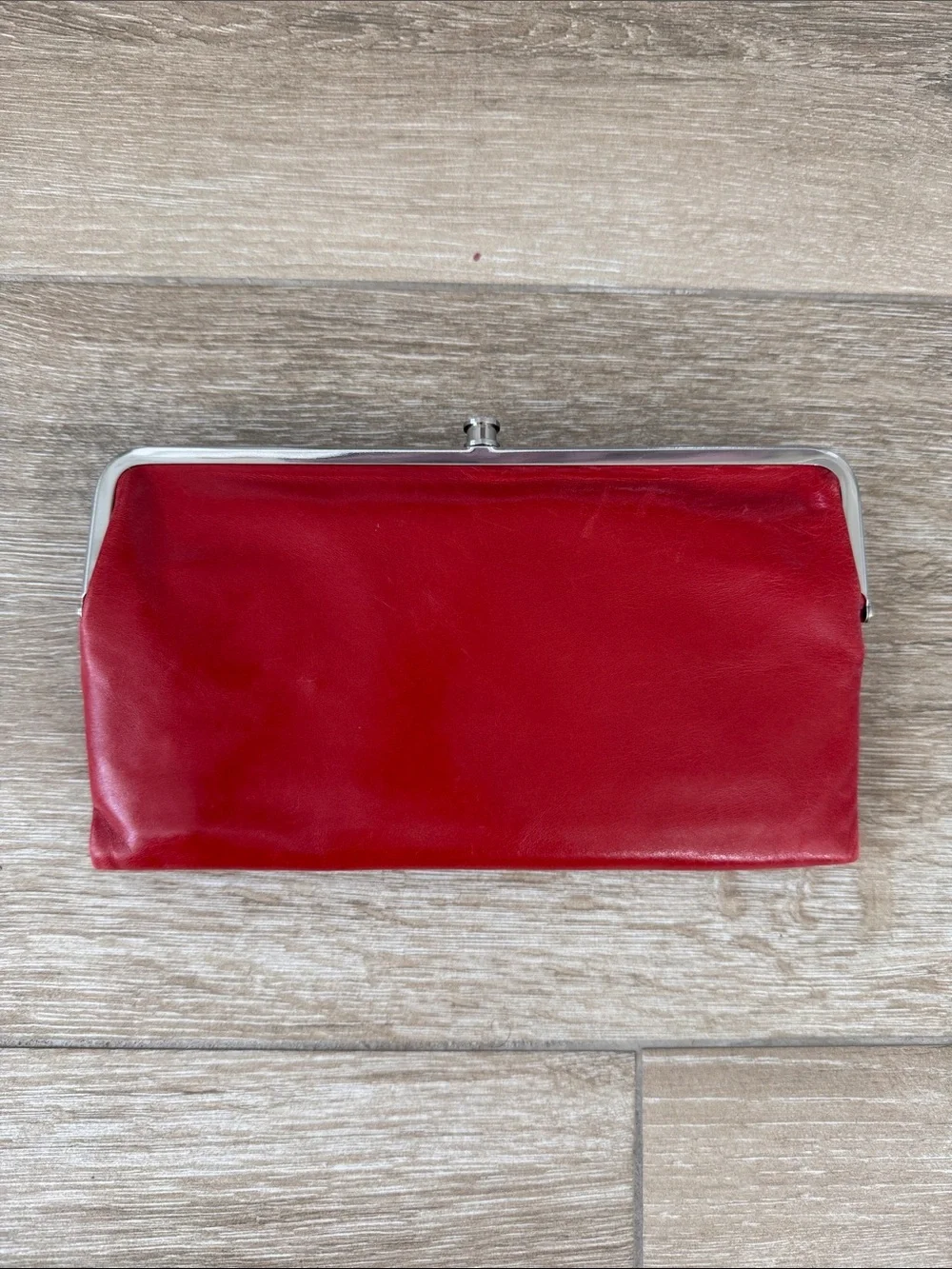 HOBO Red Leather Frame Wallet Clutch